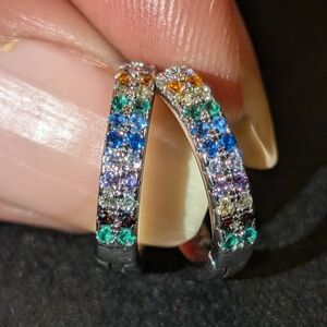 Elegant Multicolor 925 Hoop Earrings